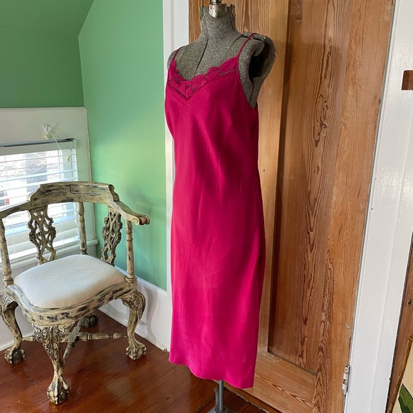 ECI New York 100% Silk Magenta Pink Lace Slip Dress - Sz 8 💚🎀 - Picture 5 of 13